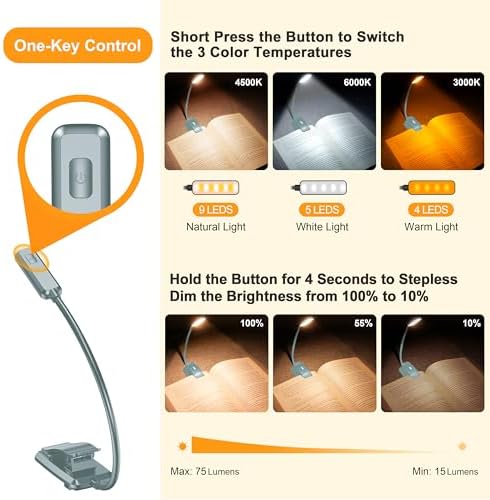 Gritin 9 LED Rechargeable Book Light for Reading in Bed - Image 3
