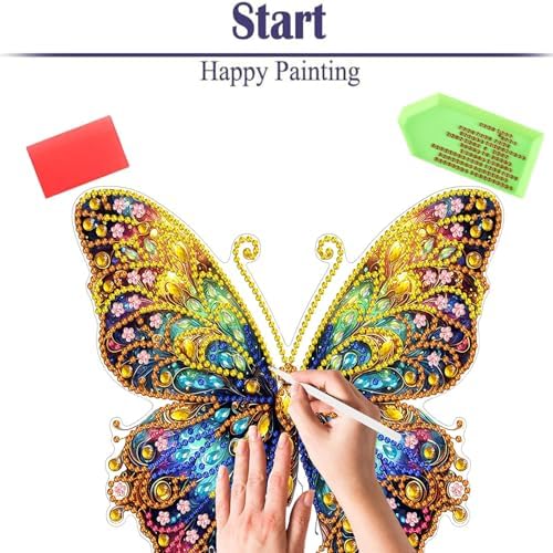 Diamond Painting Kits for Adults Beginners, 5D Full Drill Flowers and Butterfly Crystal Art Desktop Ornament, DIY Single Sided Home Office Desk Decor, Creative Craft Gift Set with Tools - Image 6