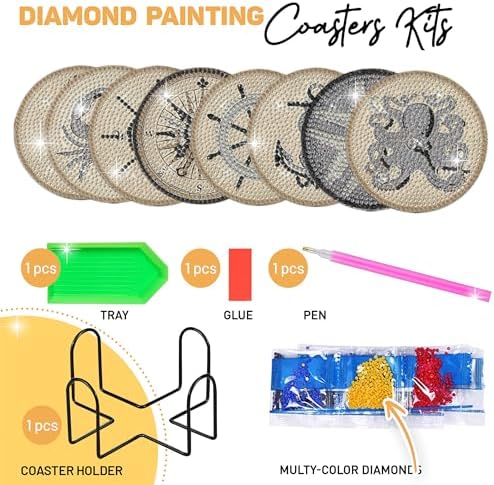 8 pcs Diamond Painting Coasters | Diamond Art Coasters | Vintage Nautical Diamond Art Painting | Perfect Art Craft Gift for Vintage Nautical Lover, Dad, Mom, Grandparents, Brother, Sister. - Image 3