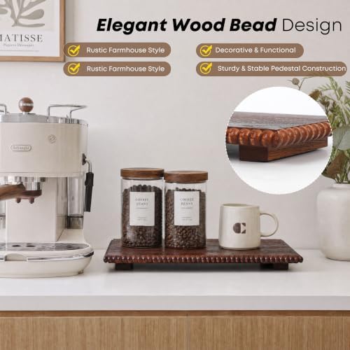 Beaded Wood Risers 16" Rustic Display Stand for Boho Decor(Rustic Walnut) - Image 4
