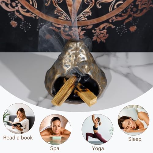 Black Gold Zongzi Shaped Clay Smudge Bowl,Ceramic Palo Santo & Sage Burner - Image 4