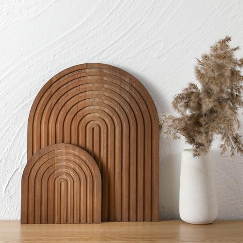 Chunful 2pcs Arch Cutting Board Boho Shelf Decor, Brown, Pine by Chunful