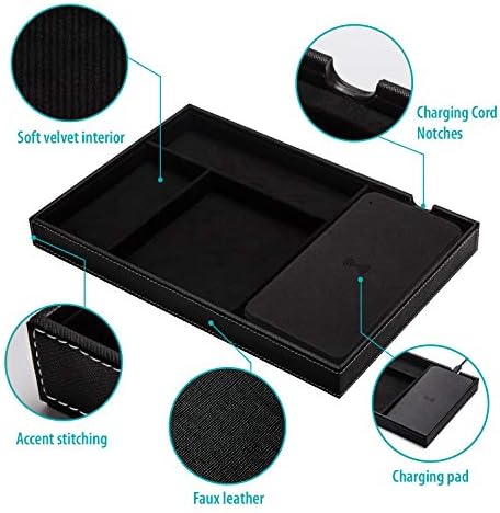 Valet Tray, Built in Wireless Charging Pad, Nightstand Organizer - Image 5