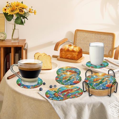 CRASHOT Sea Turtle Diamond Art Painting Coasters Kit with Holder, 8 Pcs - Image 7