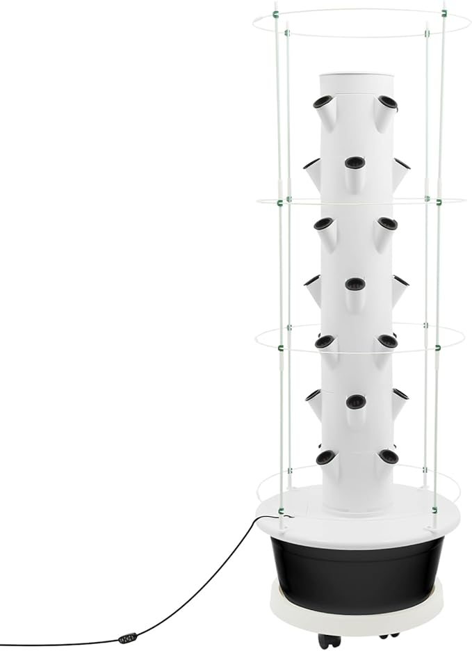 7-Tier 28 Plant Hydroponic Growing Tower, Indoor/Outdoor Vertical Garden System with Climbing Trellis, Garden Hydroponic Growing Kit for Growings Lettuce, Strawberries, Herbs, Vegetables