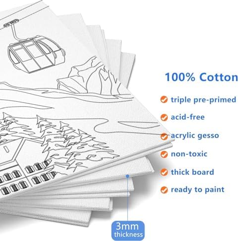 8 Pack (8x10) Pre Drawn Canvas Boards for Painting for Adults, Sip and Paint Party Supplies Canvas Painting Set, Beginner Favor, (Landscape) - Image 3