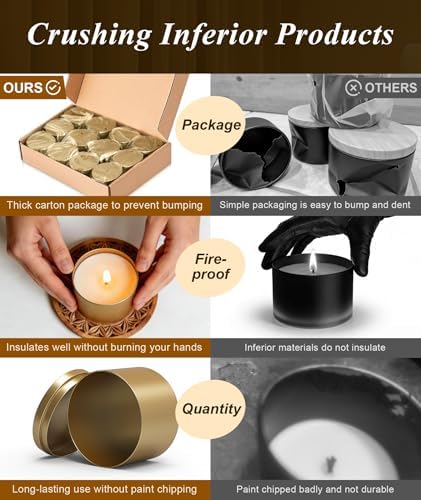 PCREGPAE 4OZ Gold Candle Tins Cans with Lids and Wicks for Making Candles - Image 4