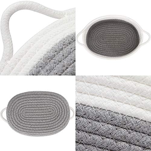Sea Team 2-Pack Compact Woven Cotton Rope Storage Baskets, Gray - Image 5