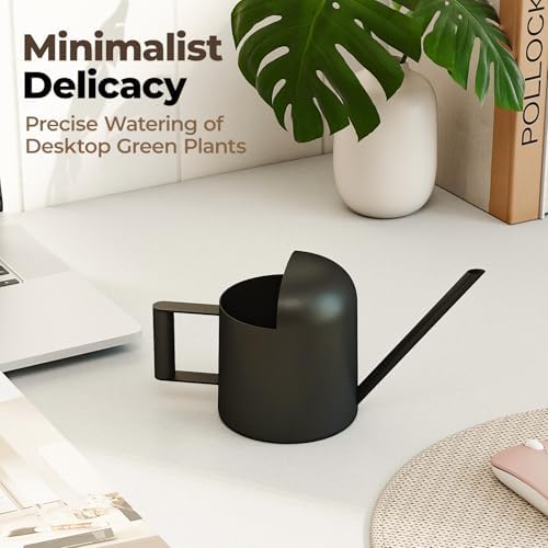 Bamworld Small Watering Can Indoor Outdoor Plant Black Metal Stainless Steel Long Spoutt Flowers Watering Cans for House Garden Plants 10OZ Watering Bottle Cute Decorative for Bonsai - Image 3