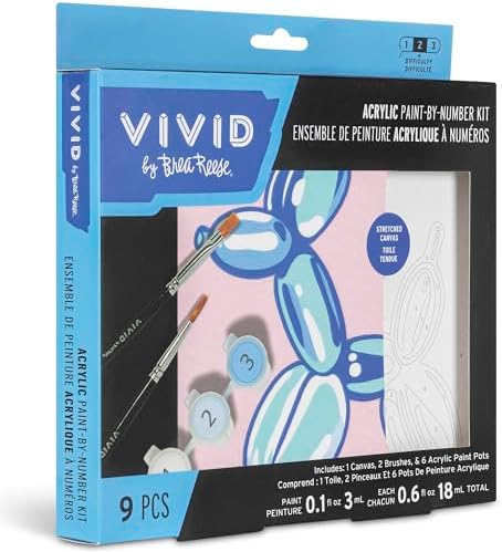 Brea Reese Vivid 6x6 Acrylic Mini Paint-by-Number Kit, Balloon Dog Art - Image 6