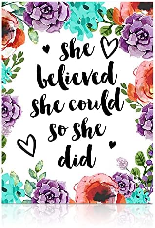 Motivational Floral Diamond Wall Art Kit for Adults 5D Round Drill 12x16 by ModernMerch