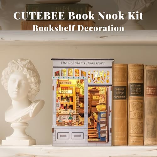 CUTEBEE Book Nook Kit for Adults, Cat Miniature House Kit, Adult Craft Gift - Image 4