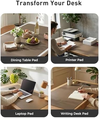 Aothia Faux Leather Desk Mat - Large Mouse Pad, Non-Slip PU Leather Blotter, Waterproof Writing Surface for Office and Home (Coffee, 42" x 17") - Image 6