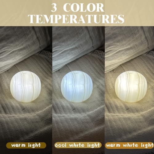 Marmor Marble Lamp Table Lamp Unique Stone Touch Lamp Pat Lamp Type-C 3 Way Bedside Lamp Ambient Light Bedroom Stands Night Light Decorative LED Warm Portable Lamp Rechargeable (Mid Century Modern) - Image 4