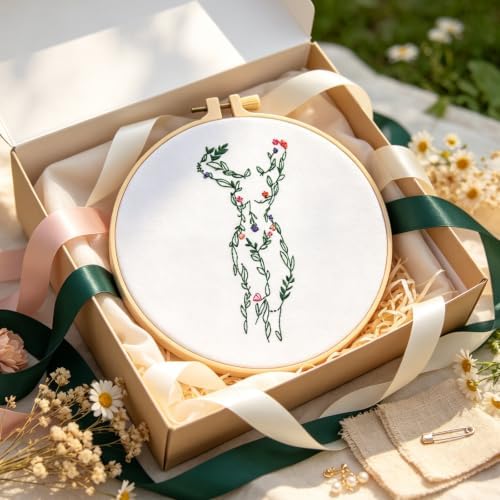 Easy Flower Embroidery Kits for Adults Beginners, Embroidery Starter Kits, Woman Floral Stamped Cross Stitch Kits Needlepoint Kits for Beginners Adults, Embroidery Hoop, Thread, Fabric, Video Tutorial - Image 5