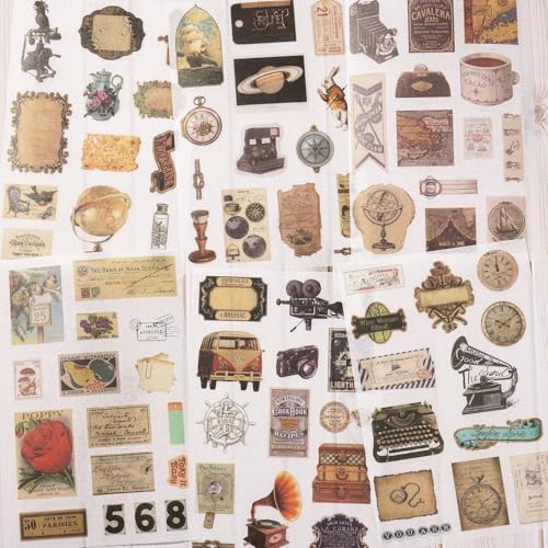 YagCu Junk Journal Sticker Book, Retro Era Washi Stickers, Pre-Cut Ephemera Scrapbook Supplies for Adults, Journaling and Scrapbooking Materials, Decorative Bullet Planner DIY Arts Craft - Image 3
