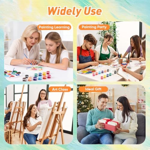 8 Pack Mini Acrylic Paint Set, 12 Colors Acrylic Paint Strips with 16 Brushes, Washable Paint for Kids & Adults Craft, 112 PCS Painting kit for Easter Eggs, Birthday, Party Favor, Classroom Art Gifts - Image 7