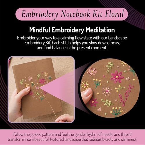 Unwynd Notebook Embroidery Kit Floral for Adults, Beginners, Cross Stitch - Image 6