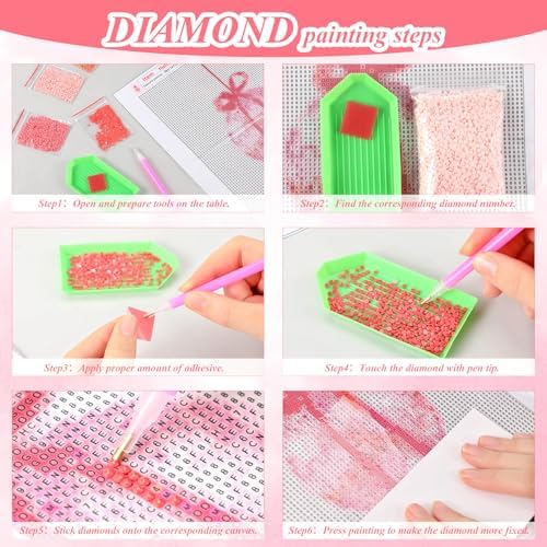 Chunful 6 Pcs Pink Preppy Western Bow Diamond Art for Adults, 10x11.8 - Image 2