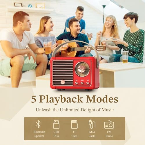 PRUNUS J-999 Retro Bluetooth Speaker,Vintage Decor Mini Wireless Speaker - Image 4