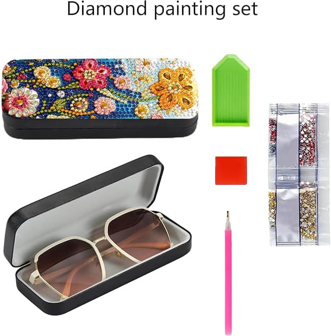 Leatrice 5d Diamond Art Kits for Adults Small Diamond Painting Kit Gem Art Paint by Diamonds Dots Eyeglasses Case DIY for Beginner Women