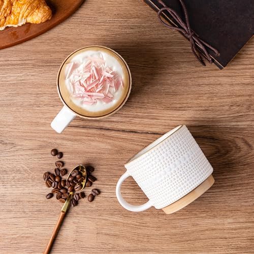 GBhome 12 oz Coffee Mugs Set of 4, Stackable Ceramic Coffee Cups Set - Image 3
