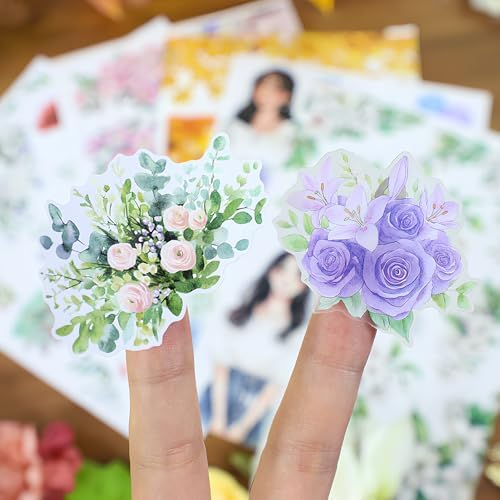 Snycler Sticker Book - 20 Sheets Vintage PET Stickers for Scrapbooking, Junk Journaling, Ephemera, and Decorative Crafts-Blossom and Winter - Image 5