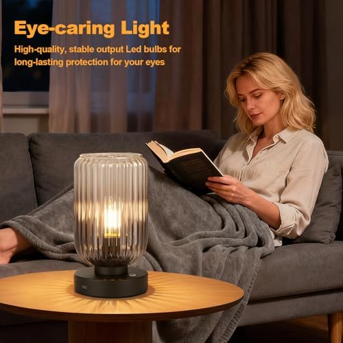 LightRound Cordless Table Lamp for Bedroom, Touch Stepless Dimmable - Image 4