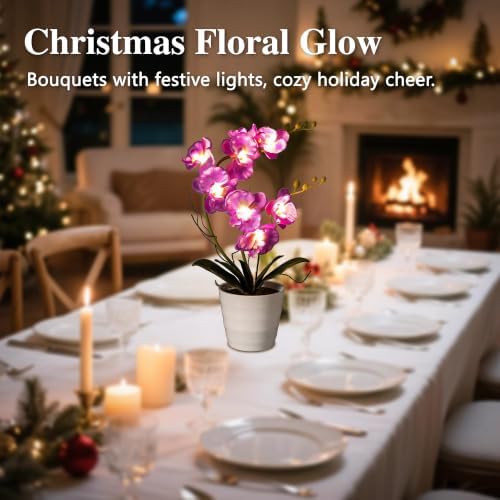 Purple Orchid Lamp Gifts for Women Flower Decor for Bedroom Coffee Shop - Image 4