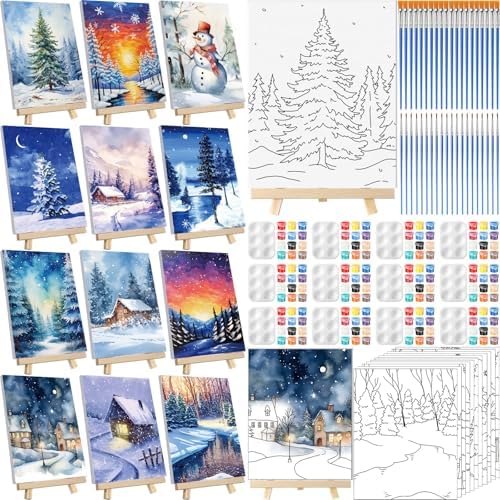 Zhanmai 12 Set Paint and Sip Kit for Adult 8''x10'', Winter Sonw by Zhanmai