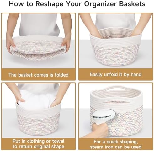 3 Pack Small Rope Storage Baskets, 9.82×9.82×7.1", Rainbow - Image 6