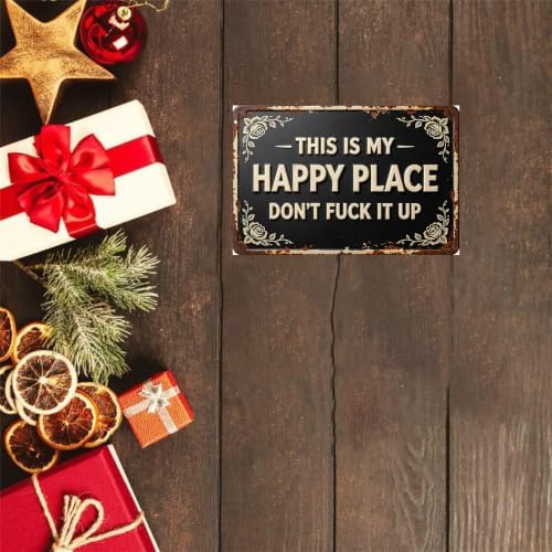 Vintage Happy Place Metal Sign,Retro Funny Home Tin Sign,Wall Aesthetics for Bar Pub Club Cafe Living Room Kitchen Restaurant Shop Office,8x12 Inches (Happy Place-03) - Image 3