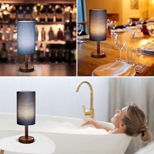 LALISU Cordless Table Lamp, 3 Color Portable Battery Lamp Wood Base Touch - Image 6