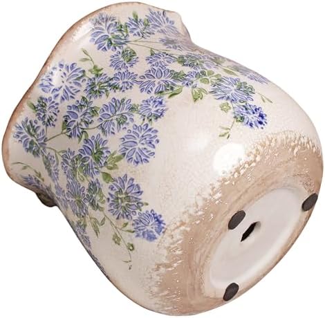 Ceramic Pots for Plants, Vintage Plant Pot with Drainage Hole, 6.11in. Planter for Indoor Plants, Crackle Glaze Finish Flower Pot, Perfect Tuscan Ceramic Planter for Gardening, Antique Blue Meadow - Image 3