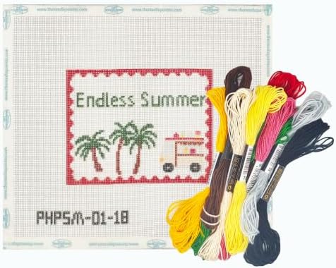 Howie's Needlepoint Summer Needlepoint Kits for Adults & Beginners, 18 Mesh Printed Needlepoint Canvas, Stamped Patterns Canvas Starter Kits(Endless Summer,4.8"x3.6") by HowiesNeedlepoint