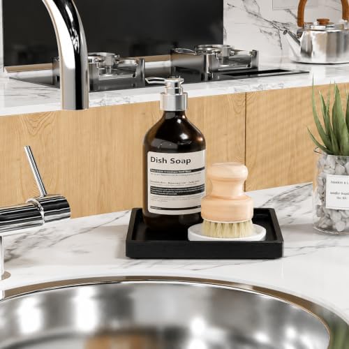 Weenson Bamboo Bathroom Vanity Tray Countertop, Decor, 7.9" x 7.9" Black - Image 5