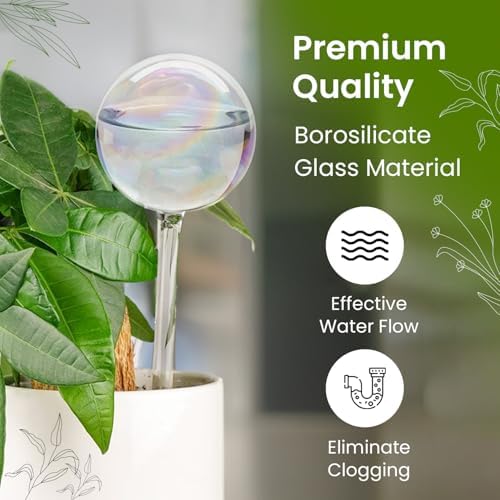 Iridescent Self Watering Globes, Glass Rainbow Plant Watering Globes, Self Watering Planter Insert, Automatic Plant Waterer Indoor (Medium-6 Pcs Iridescent, Medium) - Image 6
