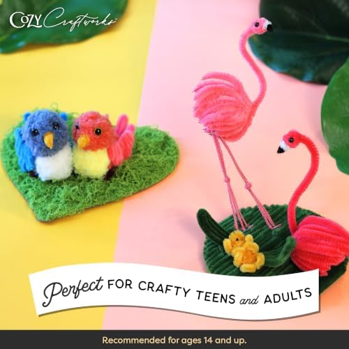 WeVeel Cozy Craftworks Chenille Stem Animal Craft Kit for Adults – CC Love Birds & Flamingos Bundle – Relaxing DIY Arts & Crafts Kit with All Supplies - Image 5