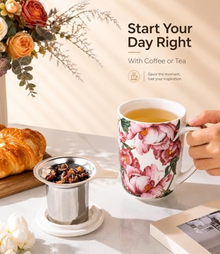 AmorArc Tea Cup With Infuser and Lid, 18oz Loose Leaf Tea Mug With Steeper - Image 5