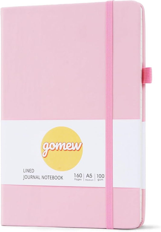 Lined Dotted Journal Notebook A5 (6x8), Dot Grid Hardcover PU Leather Writing Journal with Japanese Paper, 160 Pages, Gift for Women and Men, Work & Note Taking