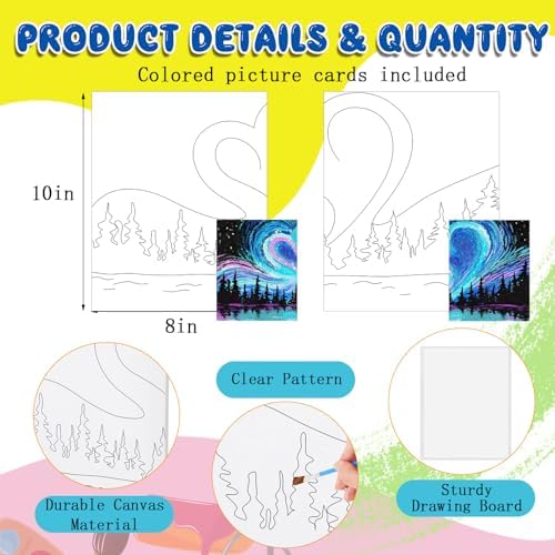 Yeaqee 13 Pcs Sip and Paint Kit for Adults Stretch Canvas Date Night Valentines Painting Kit Supplies Art Painting Set Outline Design Blank Stretch Canvas for Couple Party(Heart,10 x 8 Inch) - Image 3