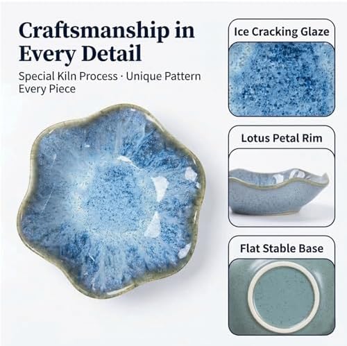 Ceramic Lotus Leaf Jewelry Dish, Small Trinket Tray Ring Holder, Decorative Organizer for Necklace Earrings, Home Decor Gift, Blue - Image 4