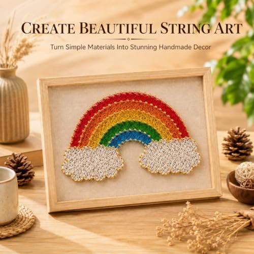 RM Studio DIY String Art Kit with All Necessary Accessories and Frame for Kids Students, Adult Crafts Kit, Home Wall Decorations Unique Gift (Rainbow) - Image 2
