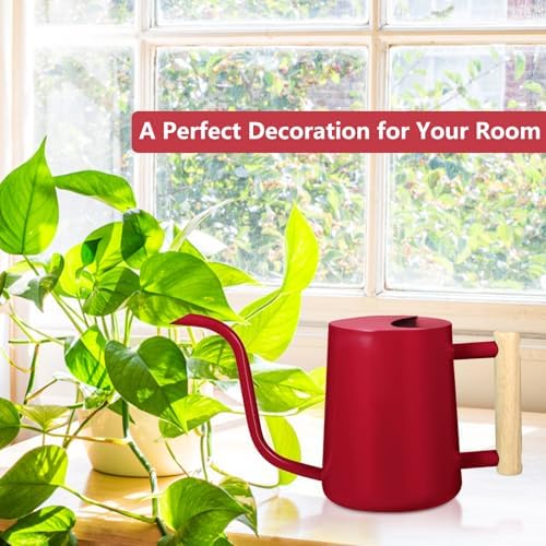 Watering Can Indoor Plants, 35oz Small Stainless Steel Metal Watering Can Modern Decorative Watering Pot with Long Spout for Indoor House Plant Bonsai Garden Flowers (Red) - Image 4