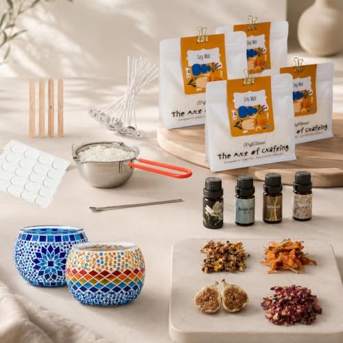 Candle Making Kit for Adults – DIY Candle Making Set with Natural Soy Wax, Wicks, Essential Oils, Dried Flowers & 2 Turkish Mosaic Glass Jars – Makes 2 Candles – Arts & Crafts Gift for Women - Image 7