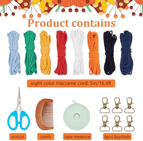 INFUNLY 6 Sets Magic Macrame Keychain Kits for Adults Beginners with Instruction + Video DIY Mini Boho Macrame Keychain Kit for Starter with Tassels for Car Key Purse Phone Wallet Bag Charm - Image 2