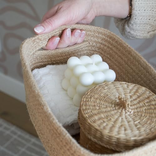 Beautiful Storage Basket Set of 3 - Sturdy Jute Rope Baskets for Shelves - Image 5