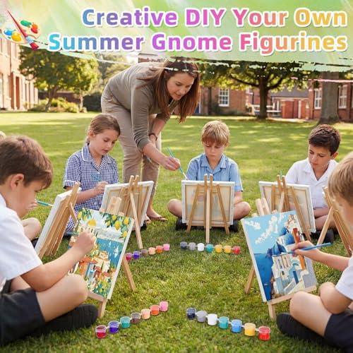 Supervitae 72 Piece Boho City Round Pre Drawn Canvas Kit 5.9" Paint and Sip Kit for Adults Painting Party Pre Printed Canvas DIY with Pictures Paints Easels Brushes for Party Gifts - Image 5