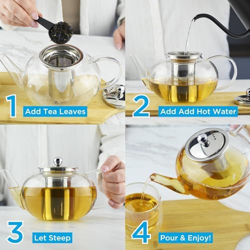 GROSCHE Joliette Glass Teapot with Removable Stainless Steel Infuser, 42 oz - Image 3