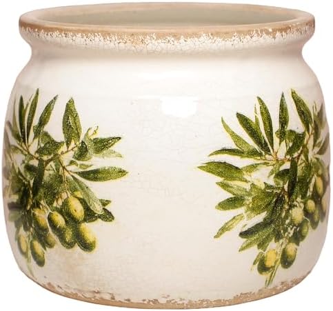 Olive Ceramic Planter, Italian Mediterranean Flower Pot for Indoor Plants - Image 5
